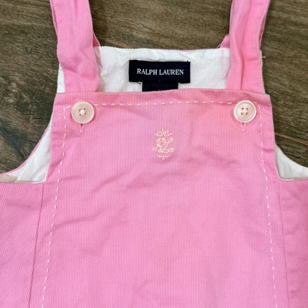Ralph Lauren Kids Twill Pleated Pinafore Dress(Black Label), Pink, 18M